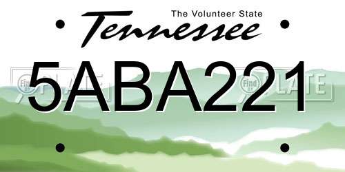 5ABA221 Tennessee License Plate