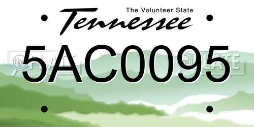 5AC0095 Tennessee License Plate
