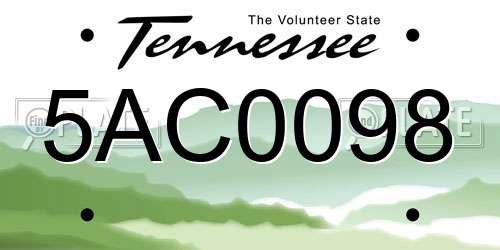 5AC0098 Tennessee License Plate