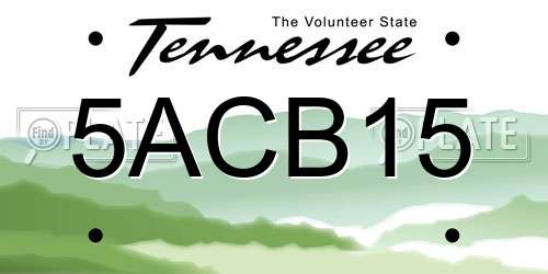 5ACB15 Tennessee License Plate