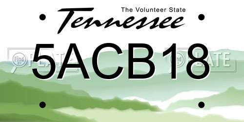5ACB18 Tennessee License Plate