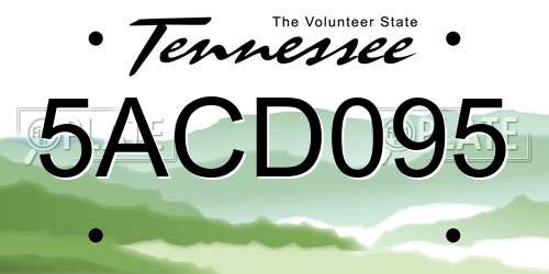 5ACD095 Tennessee License Plate