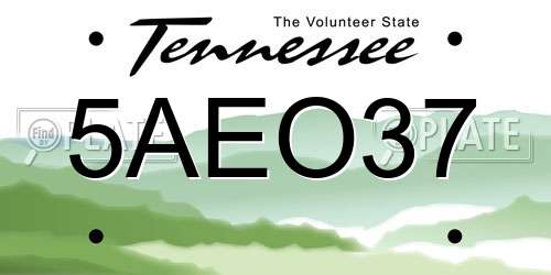 5AEO37 Tennessee License Plate