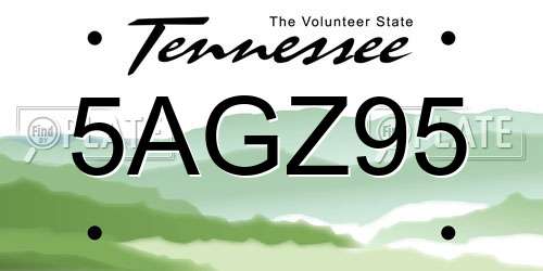 5AGZ95 Tennessee License Plate