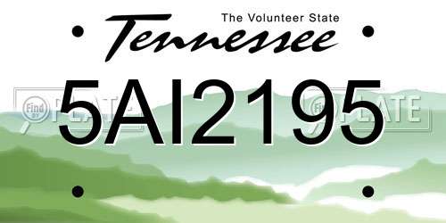 5AI2195 Tennessee License Plate