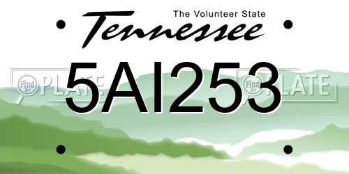 5AI253 Tennessee License Plate