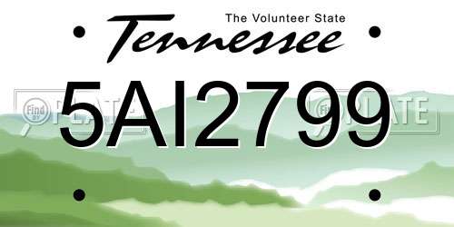 5AI2799 Tennessee License Plate