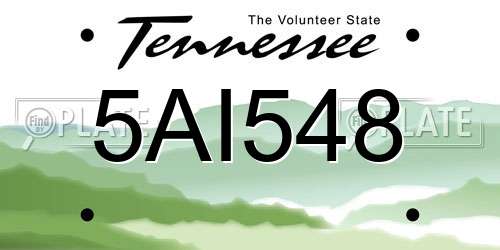 5AI548 Tennessee License Plate