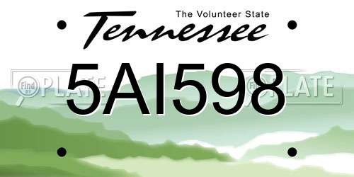 5AI598 Tennessee License Plate