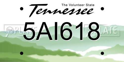 5AI618 Tennessee License Plate