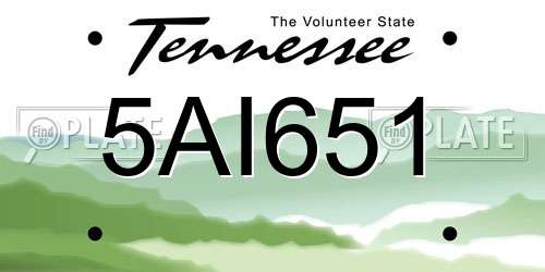 5AI651 Tennessee License Plate