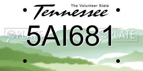 5AI681 Tennessee License Plate