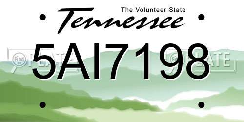 5AI7198 Tennessee License Plate