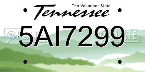 5AI7299 Tennessee License Plate
