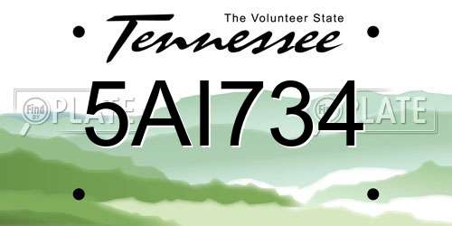 5AI734 Tennessee License Plate