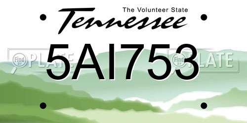 5AI753 Tennessee License Plate