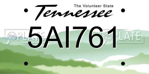 5AI761 Tennessee License Plate
