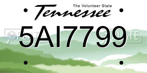 5AI7799 Tennessee License Plate