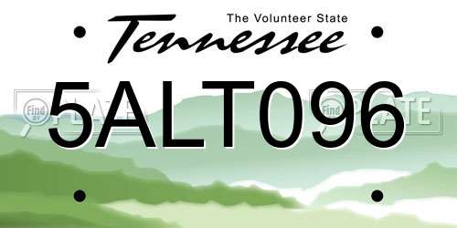 5ALT096 Tennessee License Plate