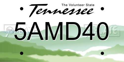5AMD40 Tennessee License Plate
