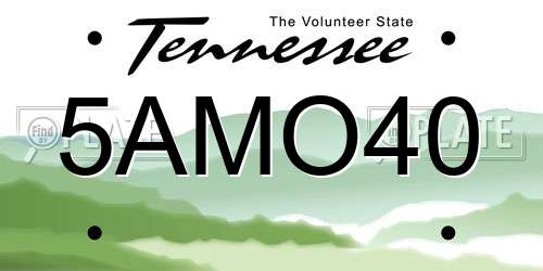 5AMO40 Tennessee License Plate
