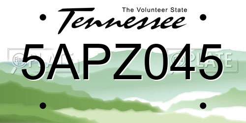 5APZ045 Tennessee License Plate