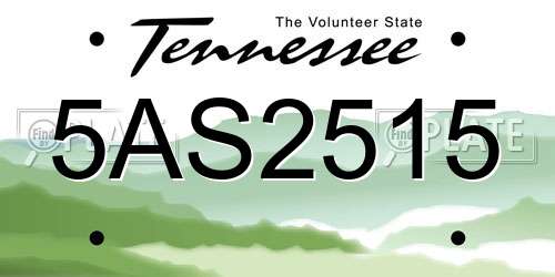 5AS2515 Tennessee License Plate