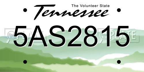 5AS2815 Tennessee License Plate