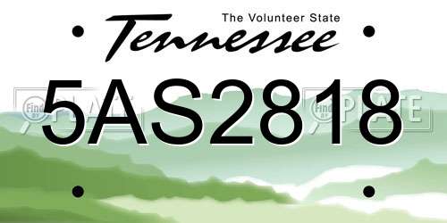 5AS2818 Tennessee License Plate