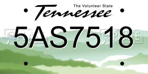5AS7518 Tennessee License Plate