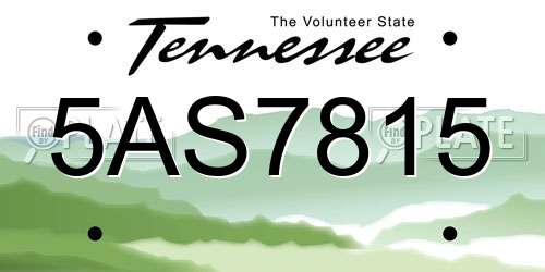 5AS7815 Tennessee License Plate