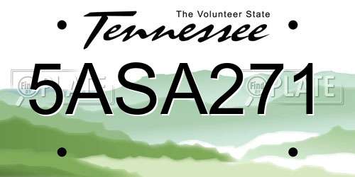 5ASA271 Tennessee License Plate
