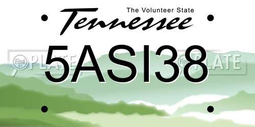 5ASI38 Tennessee License Plate