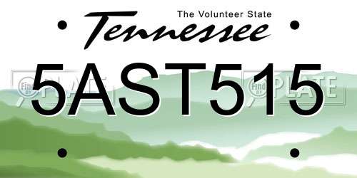 5AST515 Tennessee License Plate