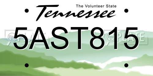 5AST815 Tennessee License Plate