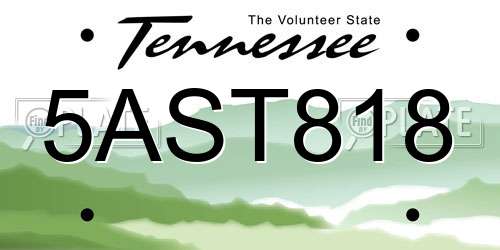 5AST818 Tennessee License Plate
