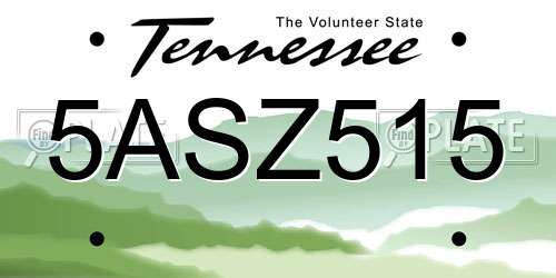 5ASZ515 Tennessee License Plate