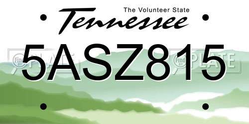 5ASZ815 Tennessee License Plate