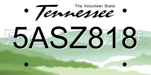 5ASZ818 Tennessee License Plate