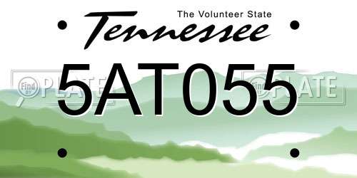 5AT055 Tennessee License Plate