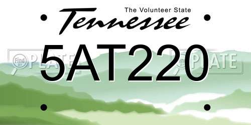 5AT220 Tennessee License Plate