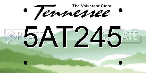 5AT245 Tennessee License Plate