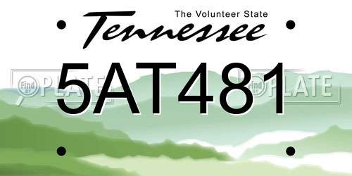 5AT481 Tennessee License Plate