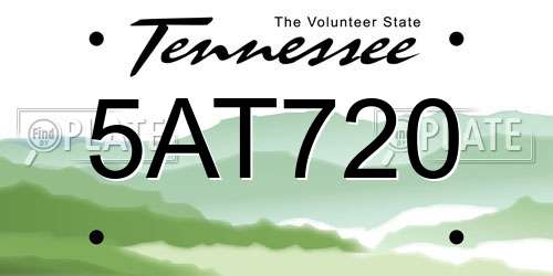 5AT720 Tennessee License Plate