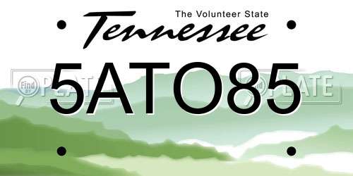 5ATO85 Tennessee License Plate