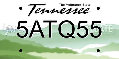 5ATQ55 Tennessee License Plate