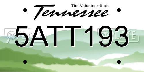 5ATT193 Tennessee License Plate