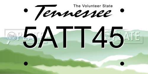 5ATT45 Tennessee License Plate