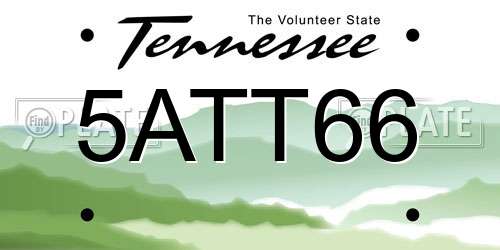 5ATT66 Tennessee License Plate
