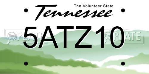 5ATZ10 Tennessee License Plate